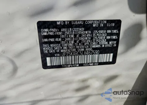 2020 Subaru Forester Sport из США, поврежденный, VIN JF2SKARC5LH467590